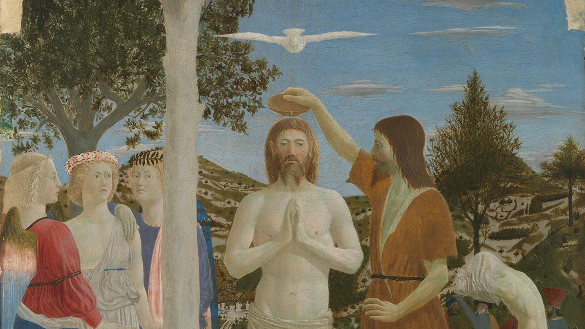 Painting of St John the Baptist baptising Jesus