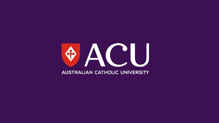 Australian Catholic University symbol on a purple background