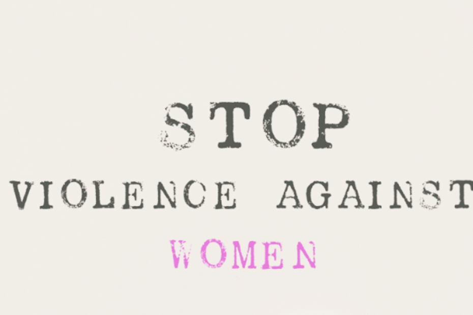 A text graphic, with the words "Stop Violence Against Women"