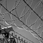 Black and White photo of a detention centre